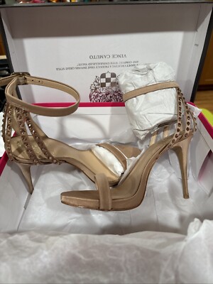 Vince Camuto Women's Daphery Rose Gold Strap Bling Heel Sz 7.5