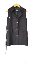Dolce&Gabbana Black Wool Buttoned Sleeveless Mini Belted Women Dress Size EUR 42