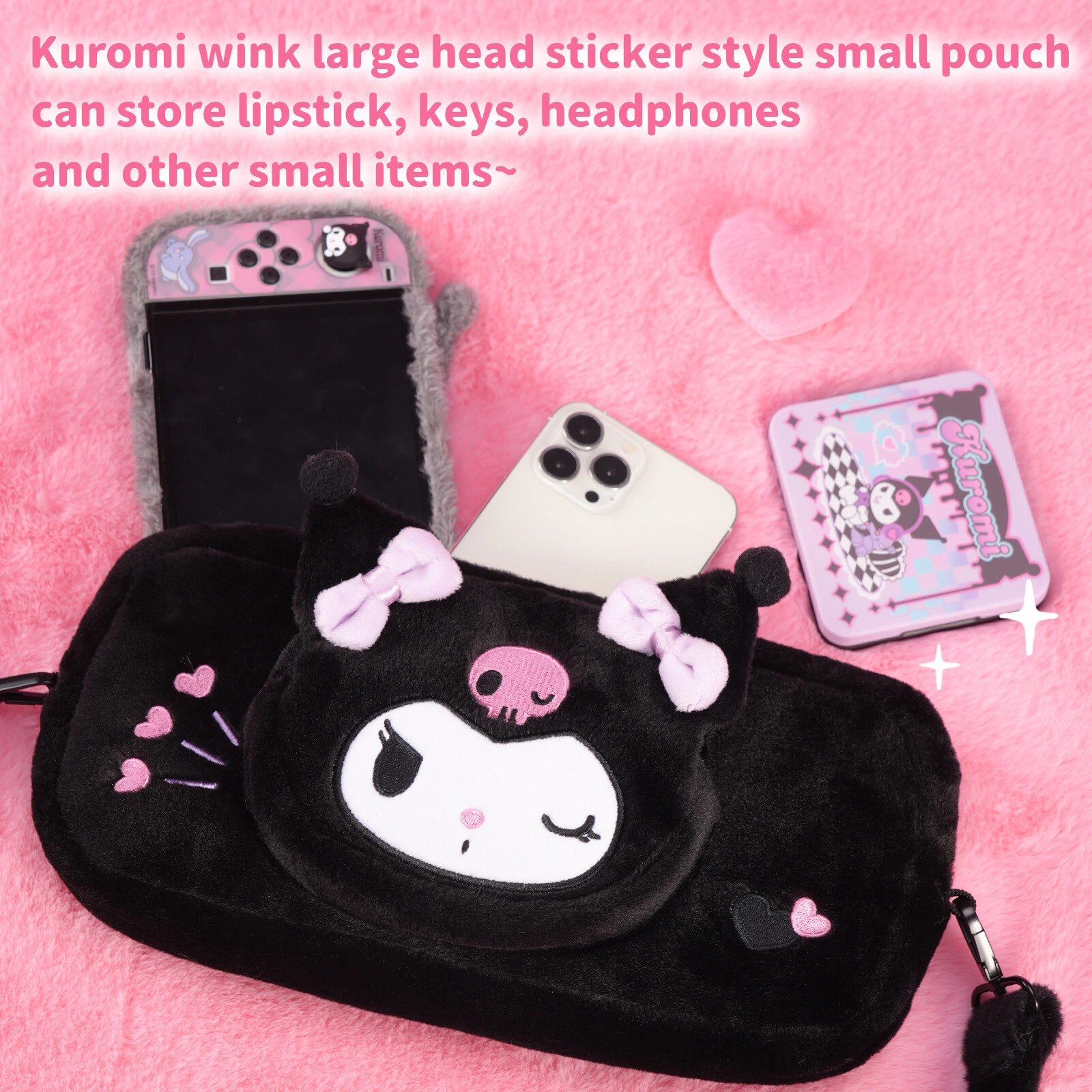 GeekShare X Sanrio Plush Carrying Case for Nintendo Switch & Switch OLED Kuromi - Picture 3 of 11