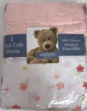 Carter  s Classics Cotton Crib Sheets Flowers Pink Coral Z18601H 2003 NEW