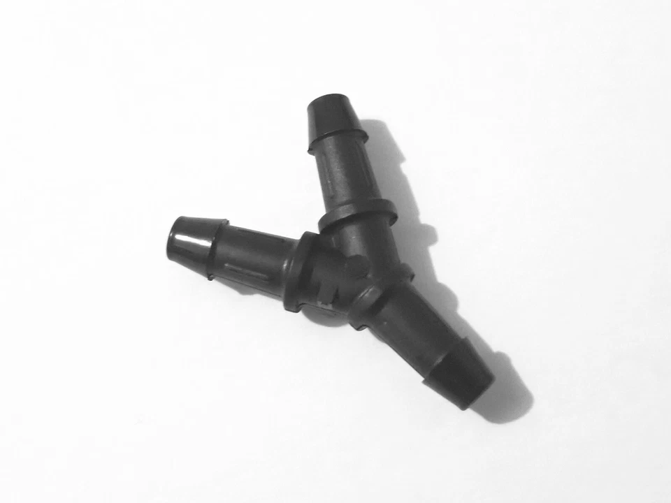 (1) One 3/16" Nylon Wye Y 3-Way Barb Black Tube Connector Fitting