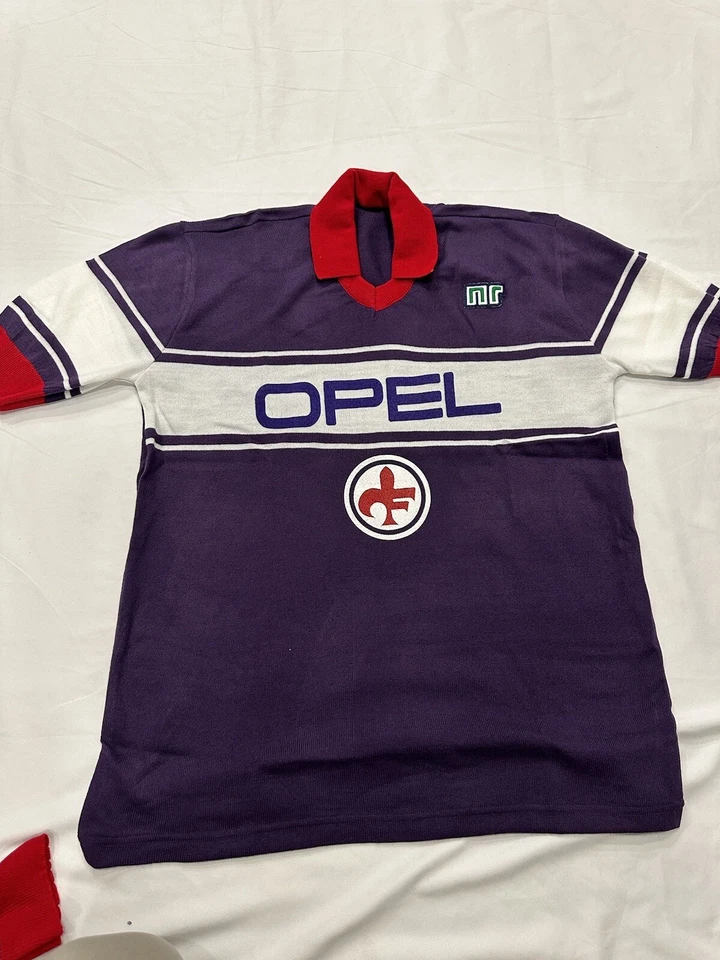 Camiseta Fiorentina N° 10 Opel Lanetta Fútbol Vintage 1983/84 Años 80 Morado - Imagen 3 de 4