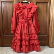 Vintage Kid s Avenue Red Ruffles Girs Party Dress Size 10