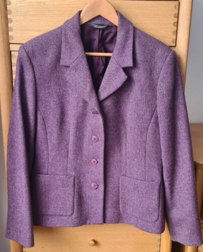 Vintage Laura Ashley Sz 18 100% wool  Blazer Short Jacket Heather Purple Tweed  - Afbeelding 1 van 15
