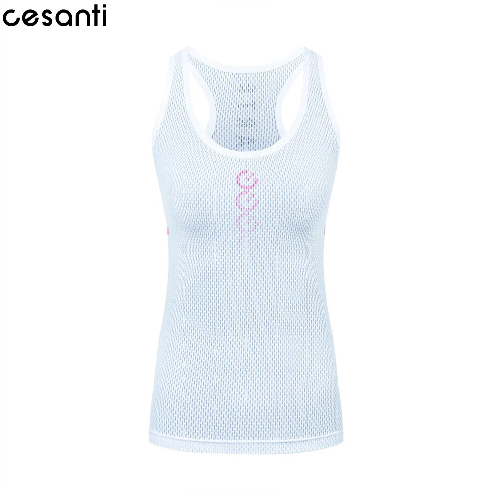 CESANTI Women Cycling Base Layer Pro Inside Tight Bike Clothing Sleeveless White