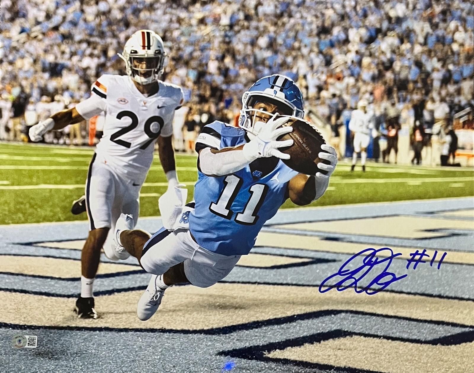 Josh Downs Autographed Signed North Carolina Tar Heels 16x20 PHOTO BECKETT 