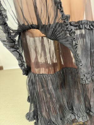Antique 1900s Black Silk Chiffon Full Length Dress w/ Pleats & Ruffles AS  IS | eBay