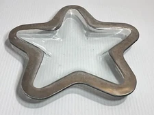 Vintage Annieglass Annie Art Glass Silver Crackle Rim Star Plate Dish Signed 11"