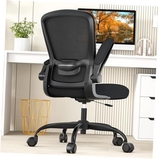 Office Chair, Ergonomic Desk Chair with Adjustable Lumbar All Black Modern