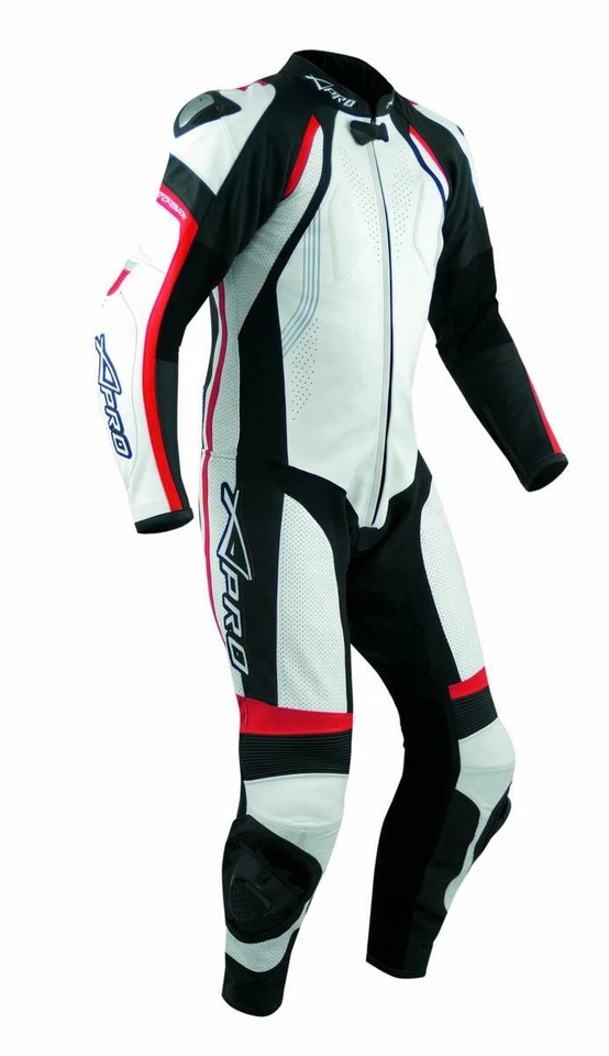 Combinaison Cuir 1 Pc. Moto Motard Racing Route Protections Homologuées Rouge - Photo 1/2