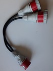 16amp 3-phase (5-pin) plug to double 16amp sockets.16amps max..