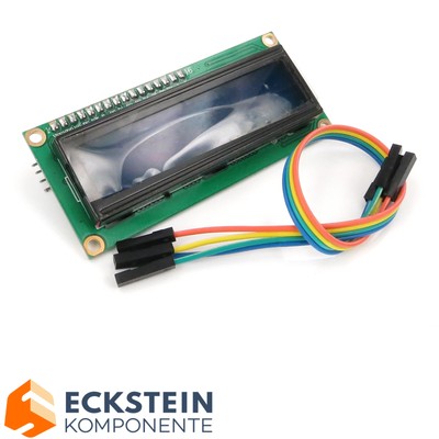 LCD 1602 I2C HD44780 Modul 16x2 Display Anzeige Arduino Raspberry + 4 Pin Kable