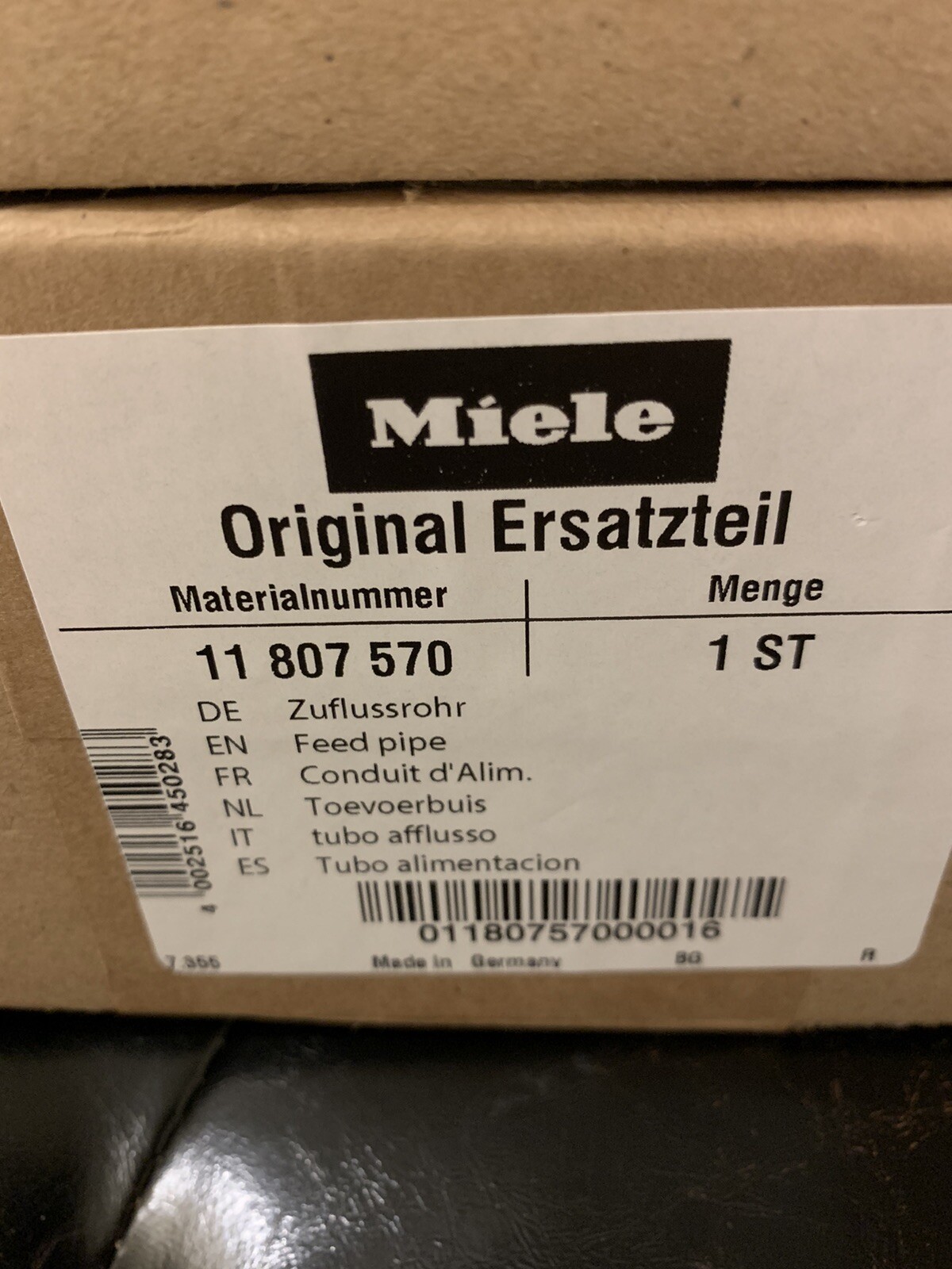 Miele Dishwasher Water Feed Tube Pipe 05797270 , 11807570 . Made  