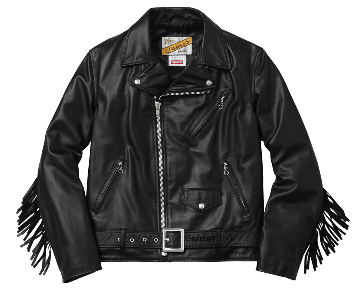 New Supreme Schott Chief Tassel Perfecto Leather Jacket Motorcycle FW17  Size M