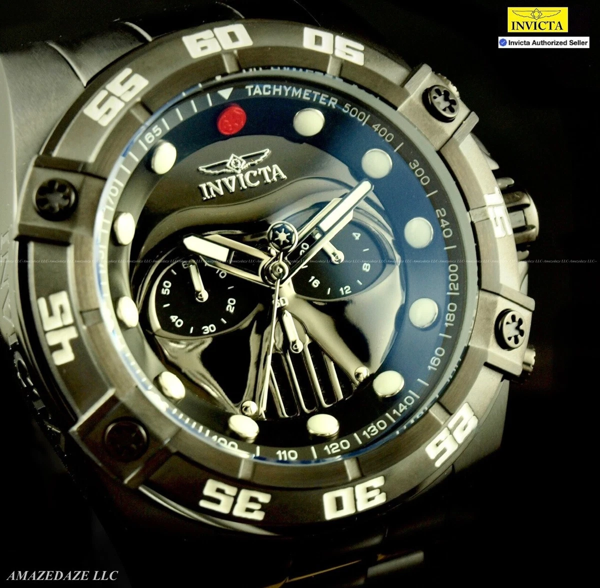 NEW Invicta Men LE 52mm Star Wars Darth Vader BLACK DIAL SS