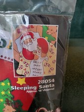 Christmas J  P Coats 18" Felt Applique Sleeping Santa Stocking Kit 28054 NIB