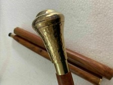 Antique Brass Victorian Handle Comfortable Designer Wooden Walking Stick Cane