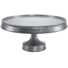 Silver Round Dessert Plastic Cake Stand Display 10.5" Tableware Party Supplies