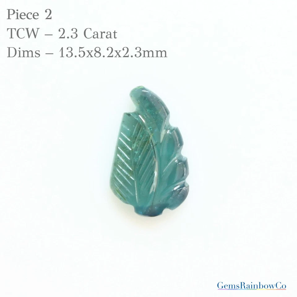 Carved Leaf Tourmaline Gemstone, Tourmaline Leaf Carved Stone, Multi Color - Image 4 of 4