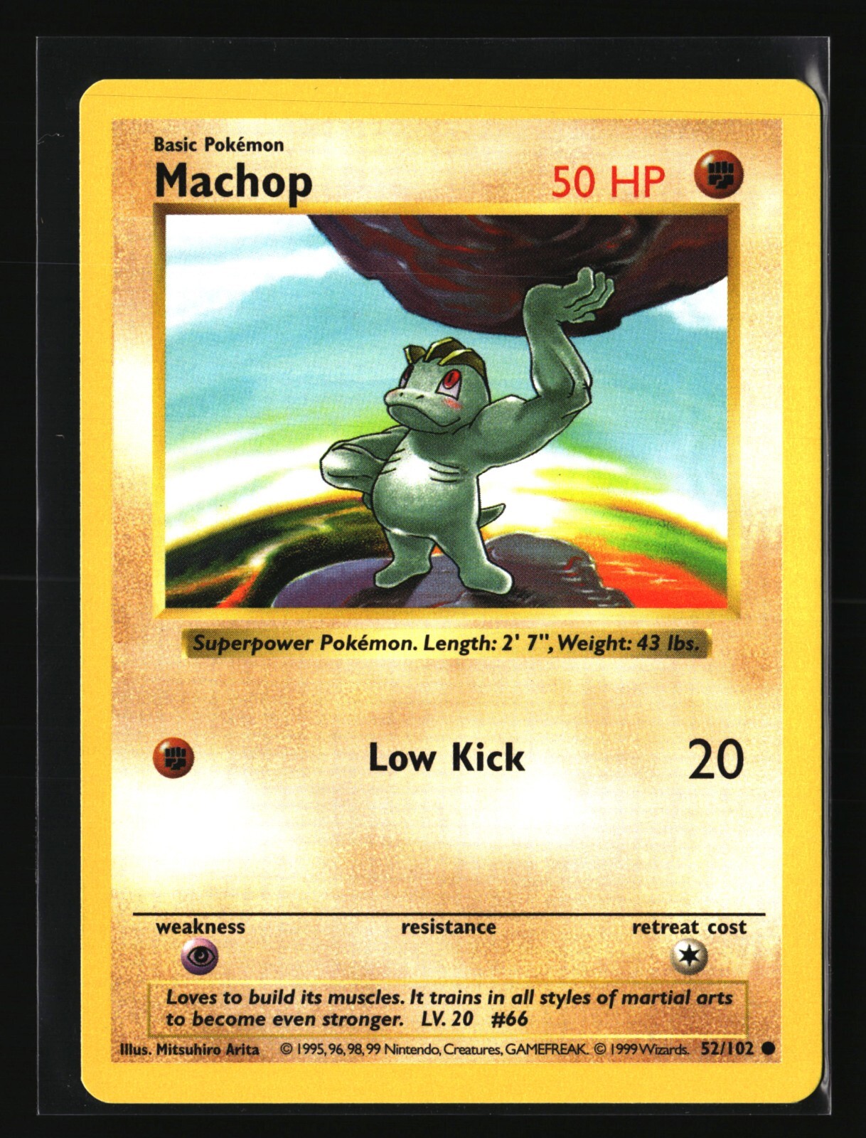 Pokemon MACHOP 52/102 Shadowless (1999 Base Set) LP/NM