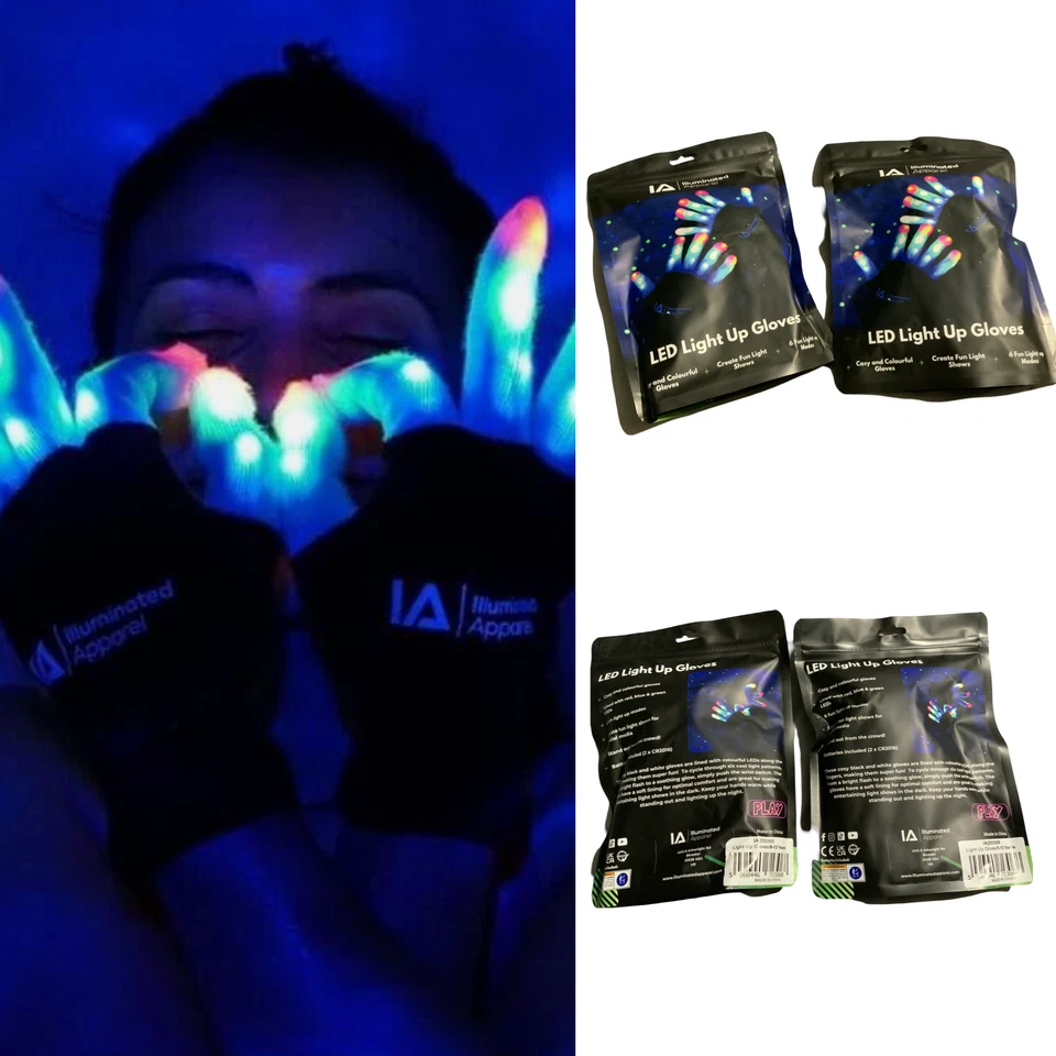 2x Illuminated Apparel Kids LED Light Up Flashing Gloves 8-13 yrs - Image 2 of 4