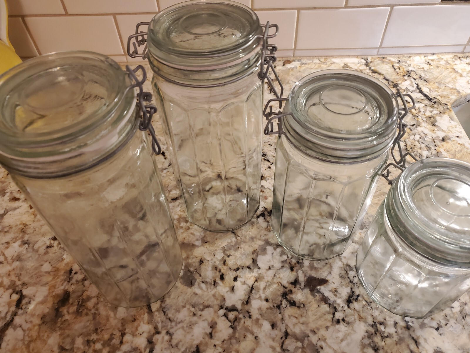 VTG, Canister set of 4 HERMETIC Depression Greenish Glass Excellent Condition eBay