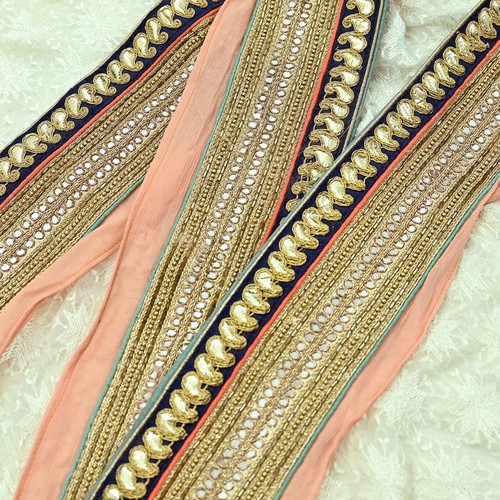 Indian Vintage Sari Border Hand Embroidered Craft Trim 1Yd Lace Sewing Ribbon - Picture 12 of 13