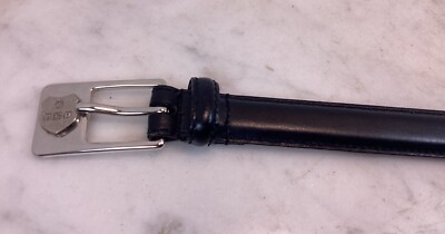 Vintage RALPH LAUREN Black Leather Silver Tone Thin Women display picture 3