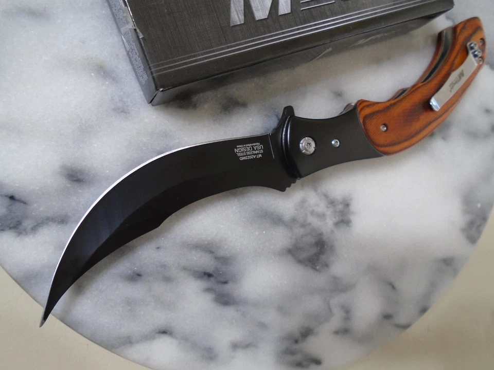 Mtech Assisted Open Scimitar Pocket Knife Fancy Wood Folder Skinner MT-A2023WD - Image 3 of 4