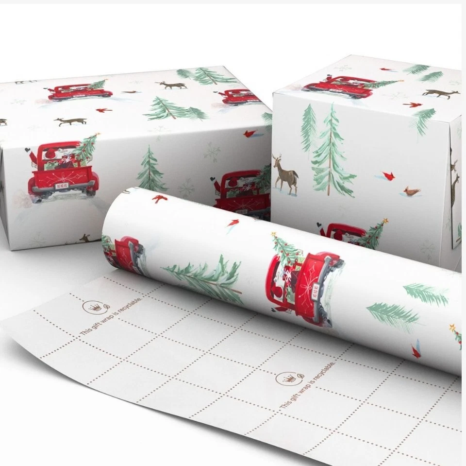 Hallmark Wrapping Paper Christmas Santa in Red Truck 22.5 sq ft Roll Holiday - Image 3 of 4