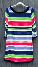 Vince Camuto Women's (14) Striped Multicolor Dress 3/4 Sleeves Boho Retro Y2K