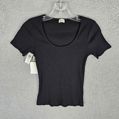 Wilfred Aritzia Shirt Womens Small Short Sleeve Stretch Ribbed Top Maelle
