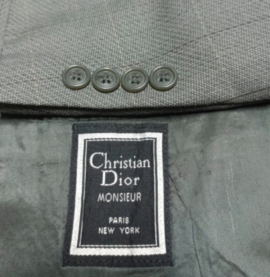 Vintage Christian Dior Monsieur all worsted classic plaid suit jacket blazer 38R