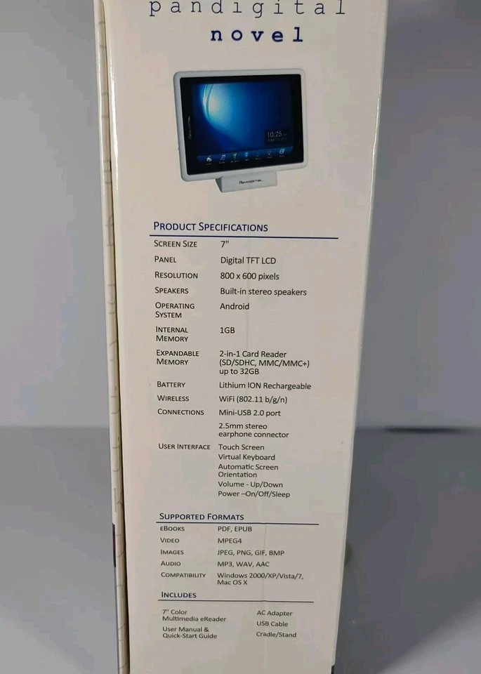 Pandigital Novel eReader Tablet, 1GB, Wi-Fi, 7in White Barnes & Noble BRAND NEW  - Image 4 of 4