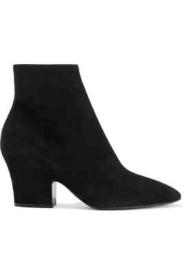 Salvatore Ferragamo Shirin Suede Ankle Boots US 4.5 34.5 Black New