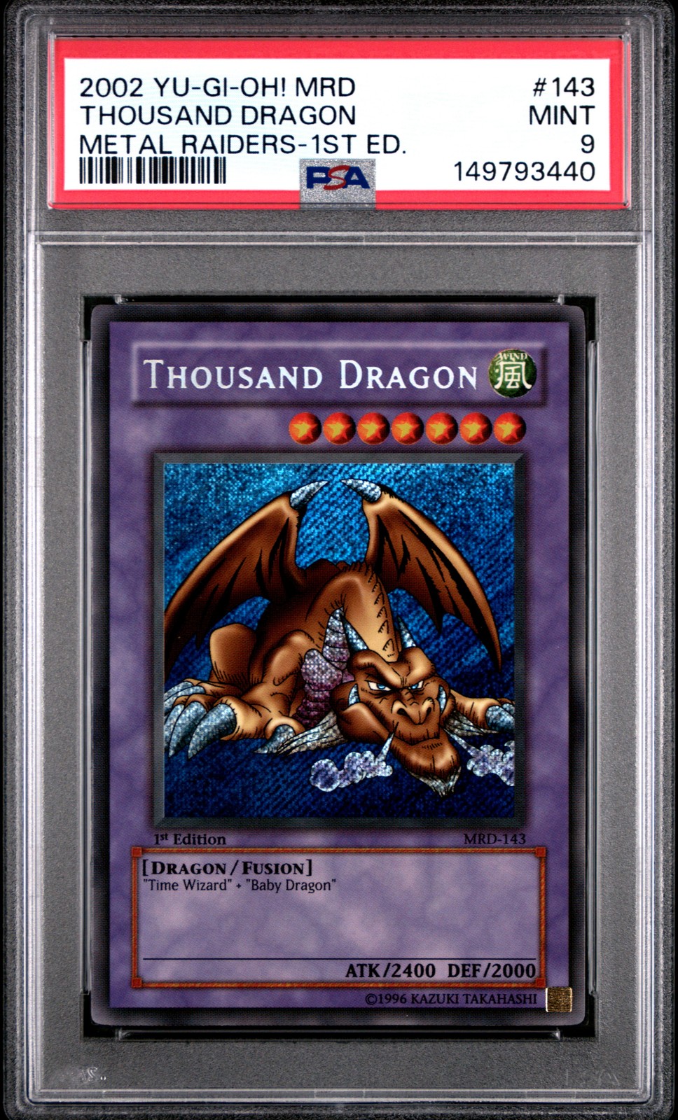 2002 YU-GI-OH! MRD-METAL RAIDERS 1ST EDITION #143 THOUSAND DRAGON PSA 9