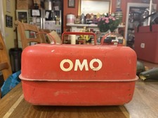 OMO Fuel Can. Vintage Red Metal. Petroliana. Garage Decor. Possibly Motorboats. 