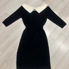 New Black Collar Knit Dress Size 55 for Formal Occasions