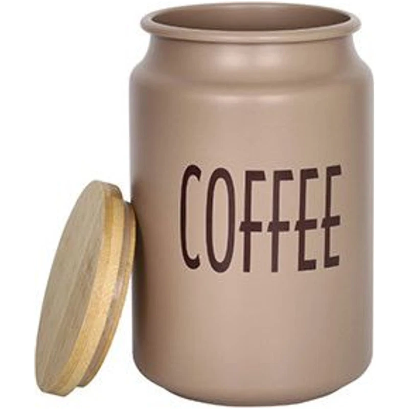 Barattolo Caffè BRANDANI Tortora Metallo Tappo Bamboo 15cm Contenitore Cucina, fotografia 3 di 9