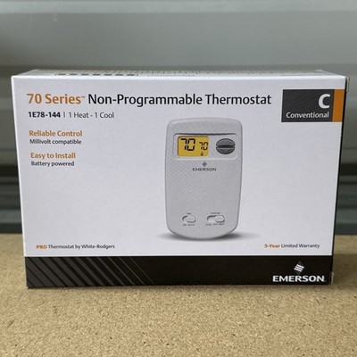 Emerson White-Rodgers Thermostat, 1 H, 1 C, Battery, 24VAC 1E78-144