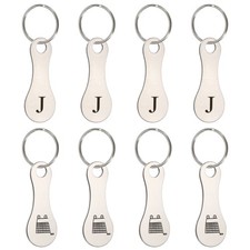 8Pcs Stainless Steel Shopping Trolley Token, Silver Tone Letter J Grocery Cart