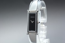 Near MINT GUCCI 1500L Black Dial Silver 12mm Quartz Women's Watch From JAPAN