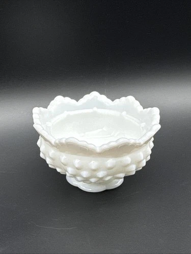 Vintage Fenton Hobnail Milkglass Scalloped Fairy Lamp Bottom Only