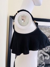 Made By Niki black sexy chiffon flounce cropped bustier. Size XS