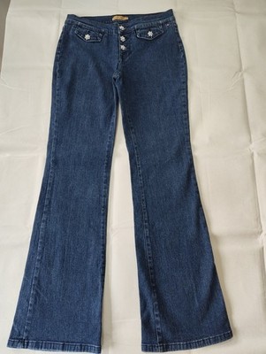 Vintage Tommy Hilfiger Jeans L Damen Low Rise Y2K 00' Flare Bling Blumen Knöpfe