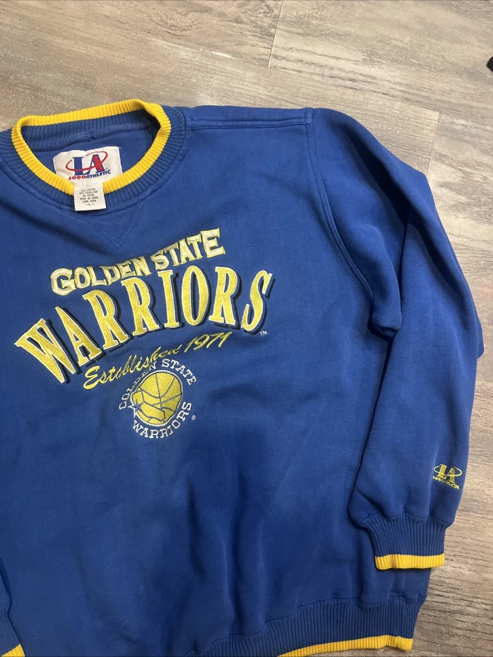 Vintage Golden State Warriors Sweatshirt Large Blue Crew Neck 90s Logo Athletic - Image 3 of 4
