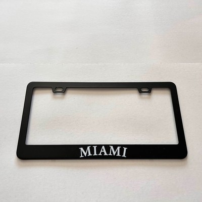 Durable Miami Car Auto License Plate Frame Stainless Steel Black - Free Shipping