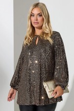 Image of Yours Curve Women's Plus Size Sequin Keyhole Top