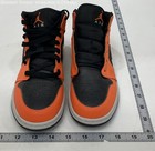 Jordan Girls Shoes Sneakers 1 Mid Black Cone Black Orange White Leather — photo 1