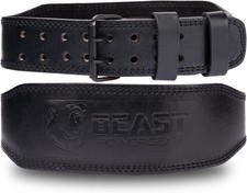 Weight Lifting Belt - 4  Genuine Leather Belts Padded Lower Back Support for ...